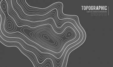 Gri, vektör topografisini belirler. Coğrafi dağ topoğrafyası vektör çizimi. Topografik doku. Arazi vektör alanı haritası. Yükseklik grafiği yükseklik çizgileri. Topografik harita