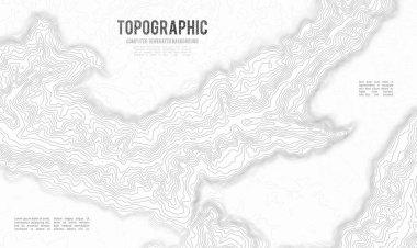 Gri, vektör topografisini belirler. Coğrafi dağ topoğrafyası vektör çizimi. Topografik doku. Arazi vektör alanı haritası. Yükseklik grafiği yükseklik çizgileri. Topografik harita