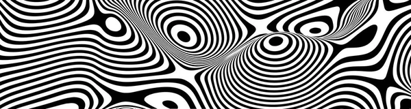 Fondo de líneas de ilusión óptica. Ilusiones abstractas en blanco y negro en 3D. EPS 10 Ilustración vectorial. vector de ondas abstractas . — Vector de stock