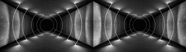 ナイトクラブのインテリアライト3Dは、レーザーショーのためにレンダリングします。光る線。抽象的な蛍光の背景。ネオンルームコリドーの背景。光抽象的な未来的なデザイン。モダンな幾何学的な輝きのインテリア — ストック写真