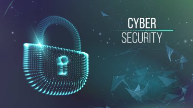 Bilisayara Internet cyber güvenlik arka plan. Siber suç vektör çizim. Dijital kilit