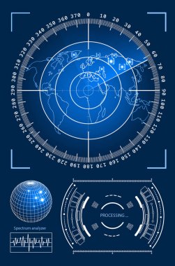 Oyun oluşturma veya görüntü bindirme için Fütüristik kullanıcı arayüzü Hud teknoloji elemanları. Bilimkurgu vektör tasarım seti