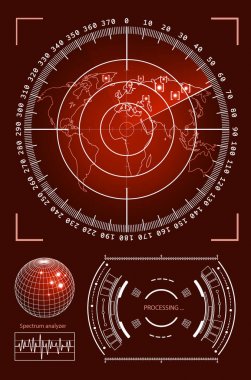 Oyun oluşturma veya görüntü bindirme için Fütüristik kullanıcı arayüzü Hud teknoloji elemanları. Bilimkurgu vektör tasarım seti