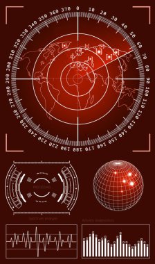 Oyun oluşturma veya görüntü bindirme için Fütüristik kullanıcı arayüzü Hud teknoloji elemanları. Bilimkurgu vektör tasarım seti