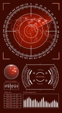 Oyun oluşturma veya görüntü bindirme için Fütüristik kullanıcı arayüzü Hud teknoloji elemanları. Bilimkurgu vektör tasarım seti