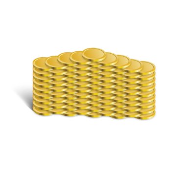 Sikke vektör çizim yığını. Altın sikke para. Gelecek için para tasarrufu.