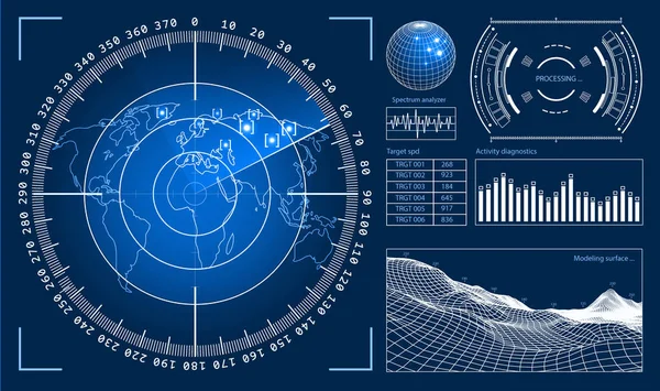 Interfaz de usuario futurista Elementos de tecnología HUD para la creación de juegos o superposición de imágenes. Conjunto de diseño de vectores de ciencia ficción — Vector de stock