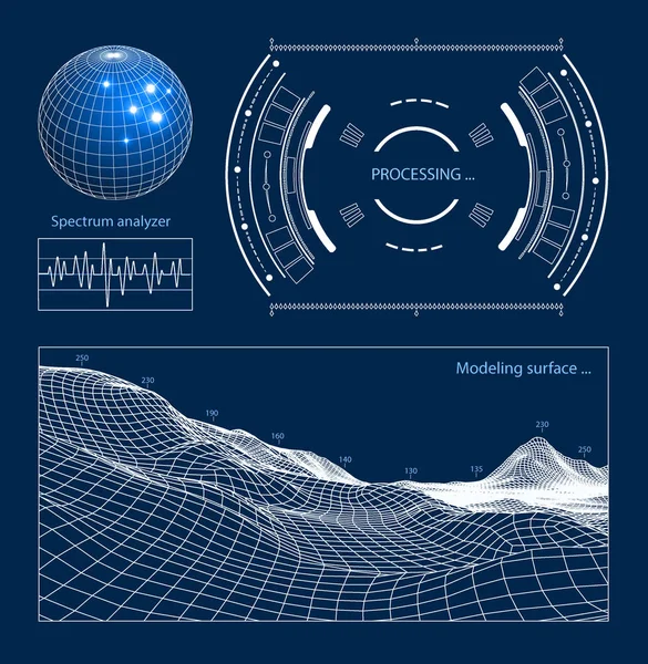 Futuristische gebruikersinterface HUD tech elementen voor het maken van games of footage overlay. Sci-Fi vector ontwerpset — Stockvector