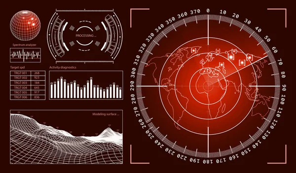 Oyun oluşturma veya görüntü bindirme için Fütüristik kullanıcı arayüzü Hud teknoloji elemanları. Bilimkurgu vektör tasarım seti