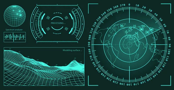 Interfaz de usuario futurista Elementos de tecnología HUD para la creación de juegos o superposición de imágenes. Conjunto de diseño de vectores de ciencia ficción — Archivo Imágenes Vectoriales