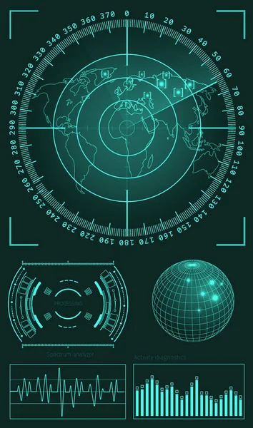 Interfaz de usuario futurista Elementos de tecnología HUD para la creación de juegos o superposición de imágenes. Conjunto de diseño de vectores de ciencia ficción — Vector de stock