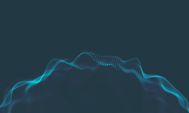  Müzik arka plan. Büyük veri parçacık akışı görselleştirme. Bilim Infographic fütüristik illüstrasyon. Ses dalgası. Ses görselleştirme
