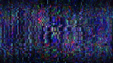 Fütüristik Glitch arka plan. Vhs glitch gibi soyut piksel gürültü hatası video hasarı. Duvar kağıdı tasarımı için desen. Ekran hatası efekti. Soyut arka plan. Tıbbi geçmiş. Kozmik