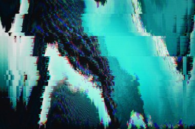 Fütüristik Glitch arka plan. Vhs glitch gibi soyut piksel gürültü hatası video hasarı. Duvar kağıdı tasarımı için desen. Ekran hatası efekti. Soyut arka plan. Tıbbi geçmiş. Kozmik