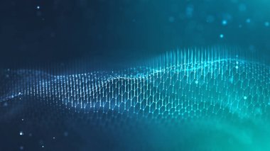 Ağ bağlantısı kavramı siyah arkaplan illüstrasyonu. Geleceğin altıgen perspektifi geniş açı manzarası. Gelecekçi bal peteği konsepti. 3D manzara. Büyük veri dijital arkaplanı.