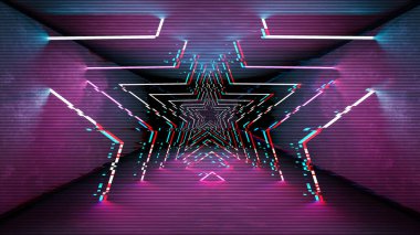 Arızalı dijital tasarımı olan geleceksel bir model. İnternet teknolojisi. Soyut piksel ışık efekti. Gürültü hatası ile Vhs arızası video hasar ekranı.