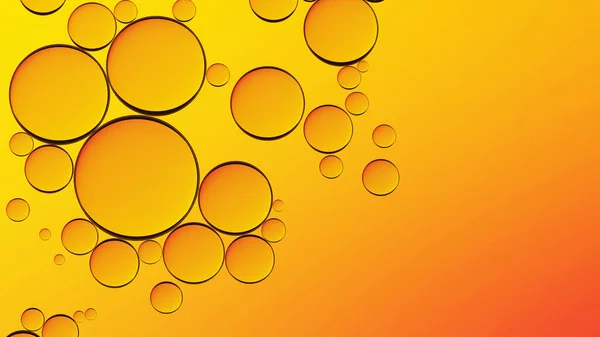 Water in oil in abstract style on yellow background. Orange liquid splash. Golden yellow bubble oil abstract background.