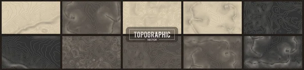 10 개의 토피노 그래피 배경 지도. 고도가 있는 토포 지도. 지도 벡터 연결. ( 영어 ) Geographic World Topography map grid abstract vector illustration . — 스톡 벡터