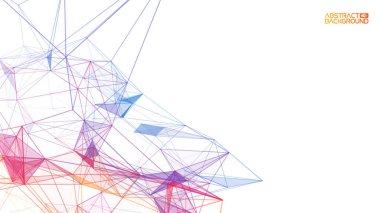 Ağ arkaplanı özeti. Teknoloji işi kavramını beyaz arka planda çizgi üçgeni yapısına bağla. Küresel internet iletişimi renkli teknoloji arkaplanı. Vektör illüstrasyonu EPS 10.