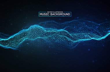Mavi arka plan tasarımı. Renkli müzik arka plan tasarımı. Soyut ses dalgası müzik eşitleyicisi. Parçacık arkaplan sesi soyut. EPS 10.