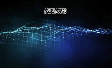 Ağ bağlantısı konsepti mavi vektör illüstrasyonu. Geleceğin altıgen perspektifi geniş açı manzarası. Gelecekçi bal peteği konsepti. 3D manzara. Büyük veri dijital arkaplanı.