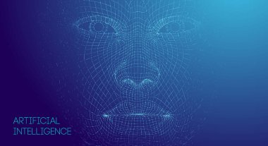 Yapay zeka, şehir insanı ve yenilikler bilim kurguları. Yapay teknoloji insan kafası konsepti. Yapay zeka bileşenlerine sahip Cyborg arka planı, yapay zeka