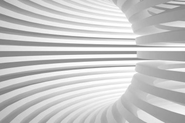 Soyut Mimarlık Geçmişi. Boş Beyaz Gelecek Odası. 3d Görüntüleme