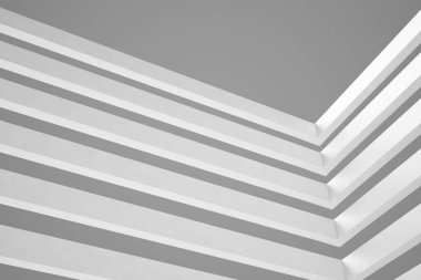 Soyut Mimarlık Geçmişi. Boş Beyaz Gelecek Odası. 3d Görüntüleme