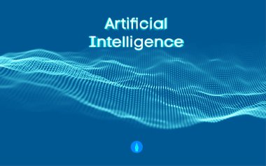 Arkaplan 3D ızgarası. Ai teknoloji kablo şebekesi fütüristik kablo şeması. Yapay zeka. Siber güvenlik arka plan Vektör illüstrasyonu