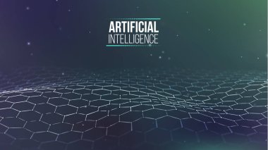 Yapay zeka vektörü ışık arkaplan dijital duvar kağıdı. İletişim ağı. İş bilgileri soyut duvar kağıtları. Arkaplan 3D ızgarası. Ai teknoloji kablo ağı fütüristik kablo çerçevesi