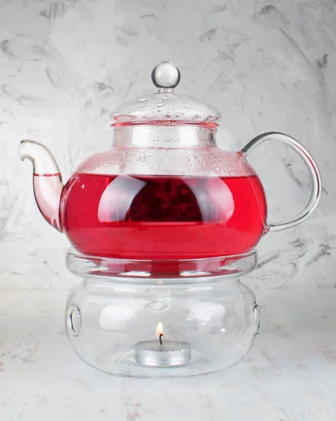 Kettle Filled Carpathian Petals Curative Tasty Tea Hibiscus — Stock Photo, Image