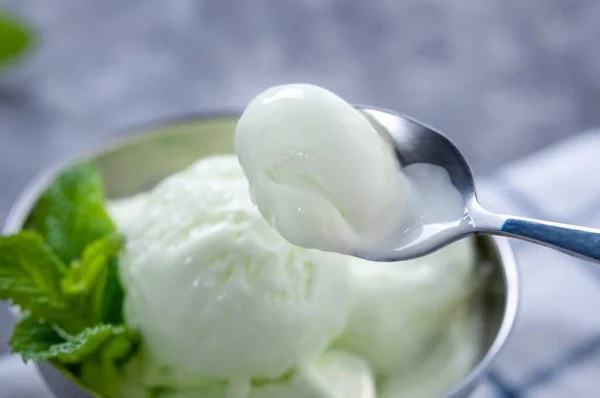 Soğuk Yaz Tatlısı Kivili Sütlü Dondurma Dondurma Meyvesi — Stok fotoğraf
