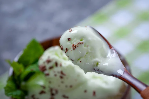 Sobremesa Fria Verão Sorvete Leite Com Kiwi Gelado — Fotografia de Stock