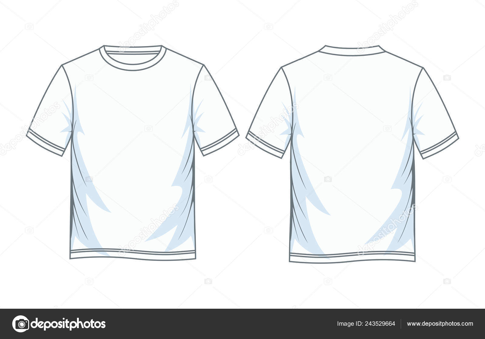 Men Short Sleeve Shirt Templates Front Back Views Vector ...