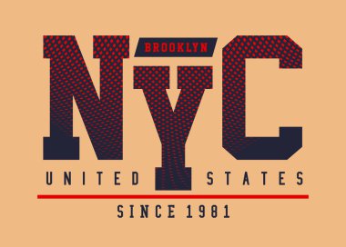 Siyah beyaz renk varyantları bir arka plan ile Nyc tipografi tasarım, Vektör görüntü illüstratör