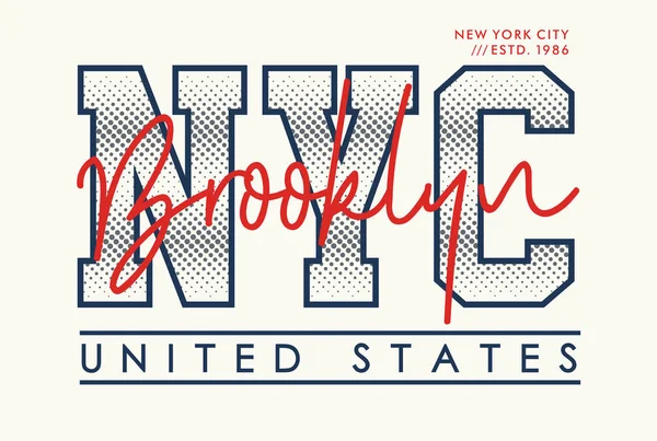 Nyc Brooklyn Typografie Design Met Een Achtergrond Van Zwart Witte — Stockvector