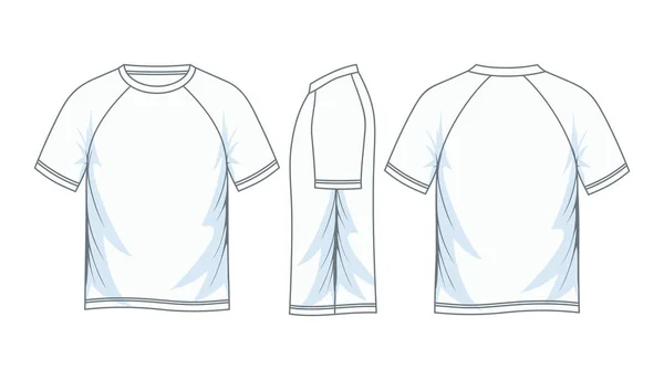 メンズ半袖ラグラン シャツのテンプレート フロント サイド バックの景色 ベクトル図 — ストックベクタ