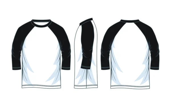 Modèle Shirt Raglan Manches Trois Quarts Pour Homme Vue Avant — Image vectorielle