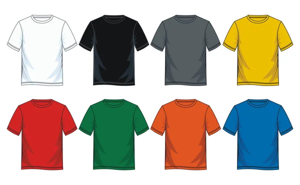 Camiseta Masculina Vista Frontal Ilustração Vetorial Variantes Coloridas — Vetor de Stock