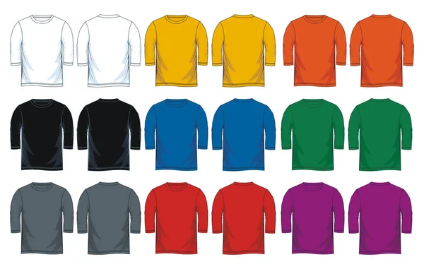 Erkekler Çeyrek Kollu Shirt Şablonları Geri Sayısı Vektör Çizim Renkli — Stok Vektör