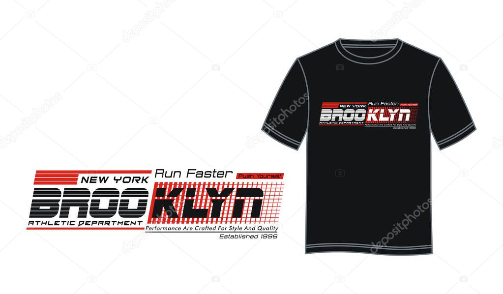 Athletic sport New York Brooklyn typography design easy to separate with a background of black color t-shirt samples. Vector image illustrator