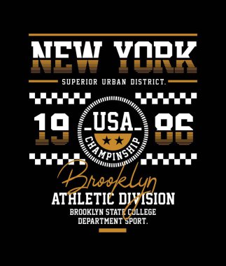 Atletik spor New York tipografi Stoygrafya stil, t-shirt grafik, vektörler