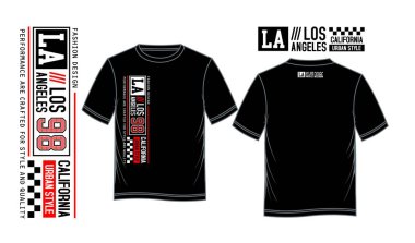 T shirt baskı, ön ve arka görünümler, vektör için La California tipografi varsity amerika birleşik devletleri
