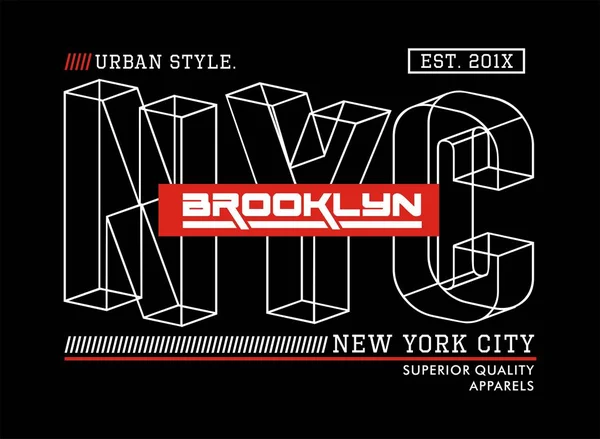 Nyc Brooklyn Typografia Sport Usa Styl Dla Shirt Projektowania Różnych — Wektor stockowy