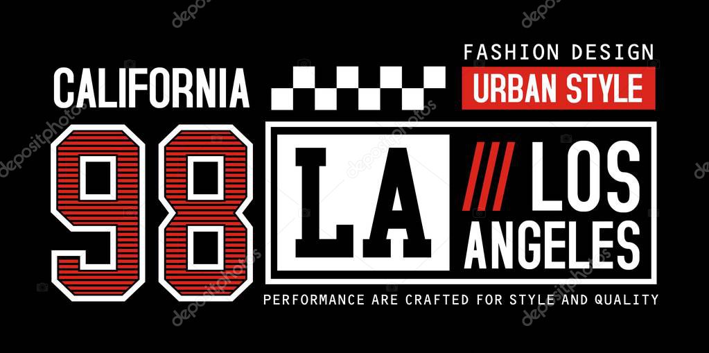  Los Angeles typography sport USA style for t-shirt design and various uses, vectors