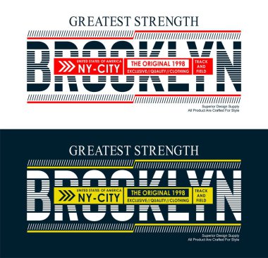 T shirt Için Tipografi Brooklyn Graphic Print Casual, vektör resim illüstrasyon