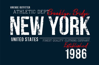 T shirt Için New York Tipografi Sloganı Grafik Baskı Casual, vektör resim illüstrasyon