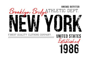 T shirt Için Tipografi New York Sloganı Grafik Baskı Casual, vektör resim illüstrasyon
