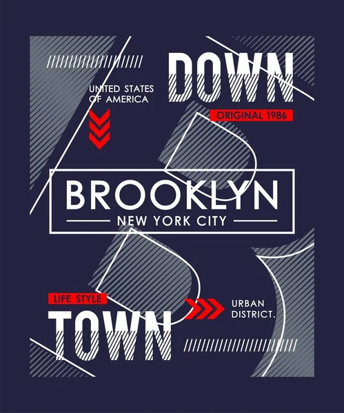 ウサスタイル Tシャツ アパレルデザイン ブルックリンのダウンタウン テクスチャレタリング ポスター ベクトル — ストックベクタ