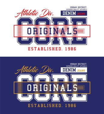 Kentsel denim tipografi sloganı, t-shirt ve giyim için. Vektör çizimleri